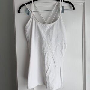 lululemon white criss cross tank with bra white 8